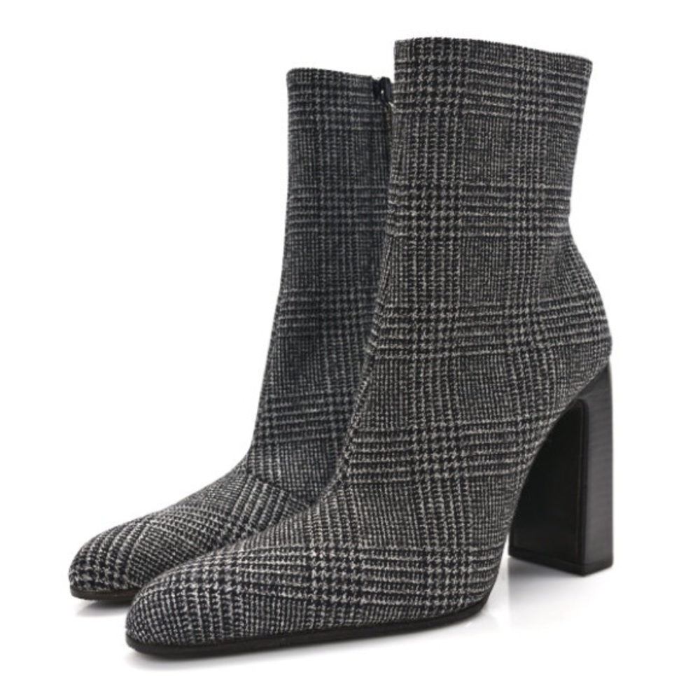 Balenciaga  Wool Plaid Ankle Boots